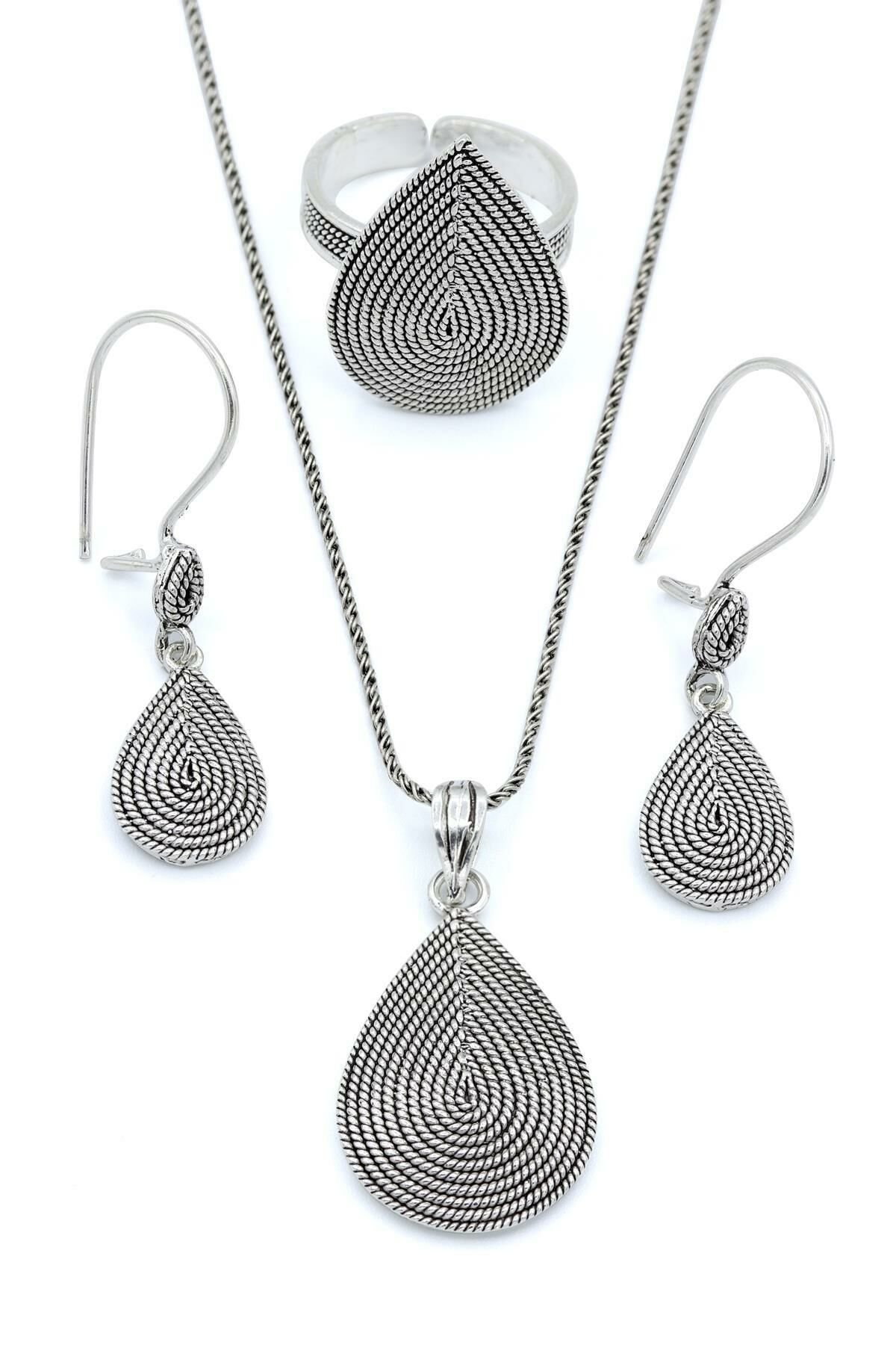Damla Modeli Telkari Gümüş Set 140