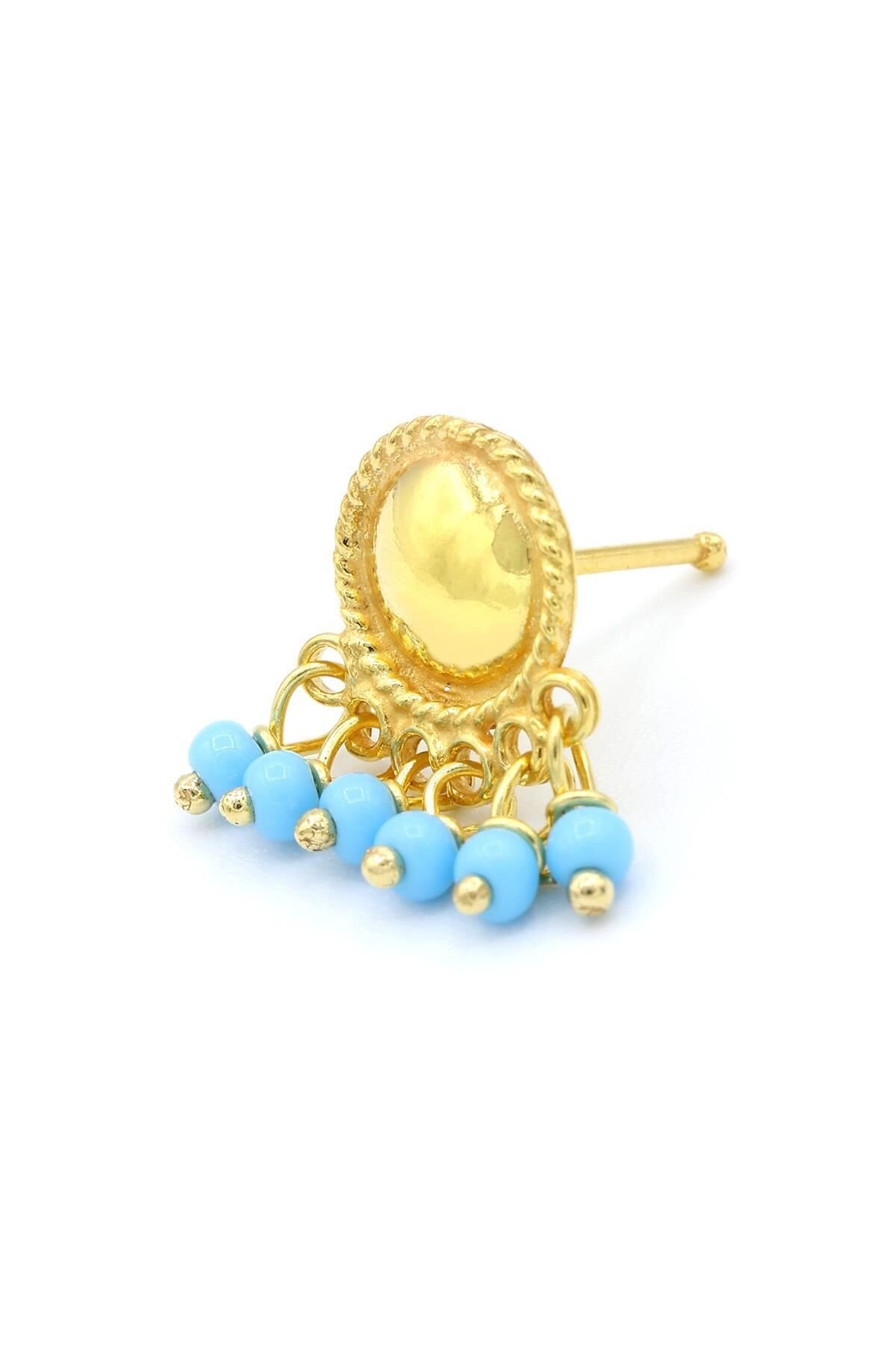 Yöresel El İşi Turkuaz Taşlı Telkari Altın Hızma 064