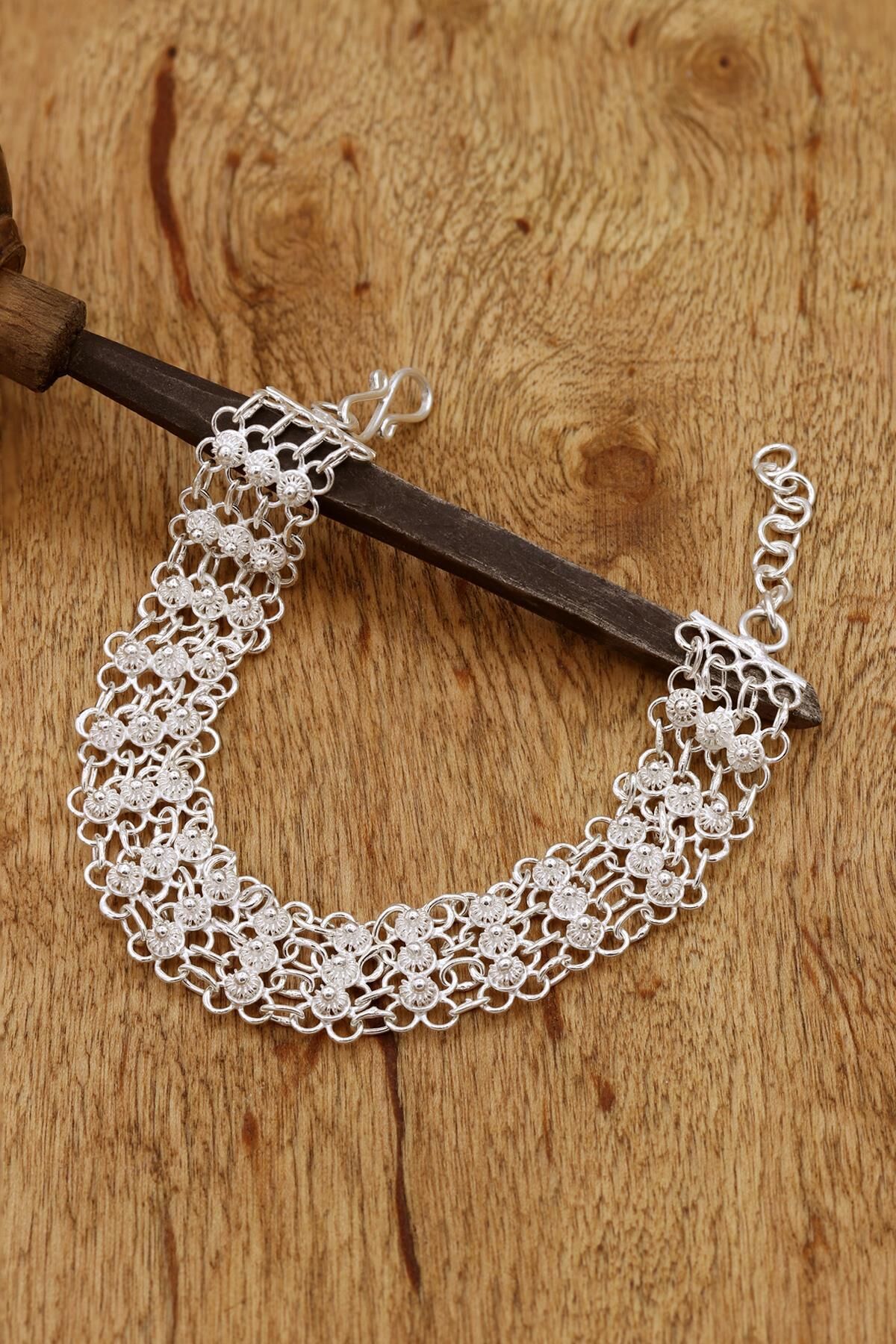 Bereket Modeli Telkari İşlemeli Gümüş Bileklik 273