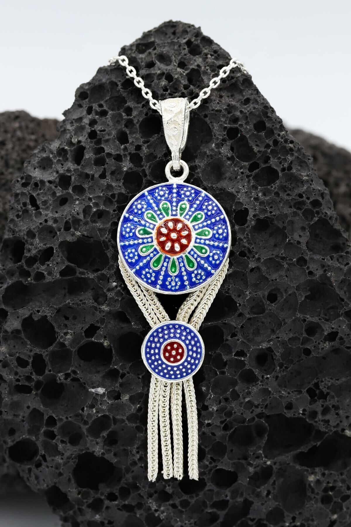 Mineli Mardin Hasırı Gümüş Kolye 011