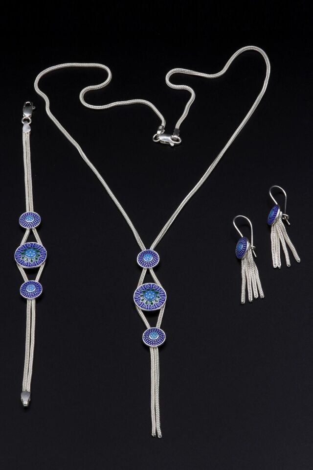 Mineli Mardin Hasırı Gümüş Set 034