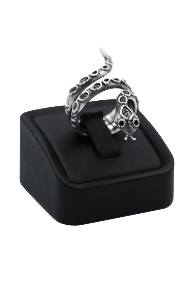 Yılan Modeli Otantik Gümüş Yüzük 082