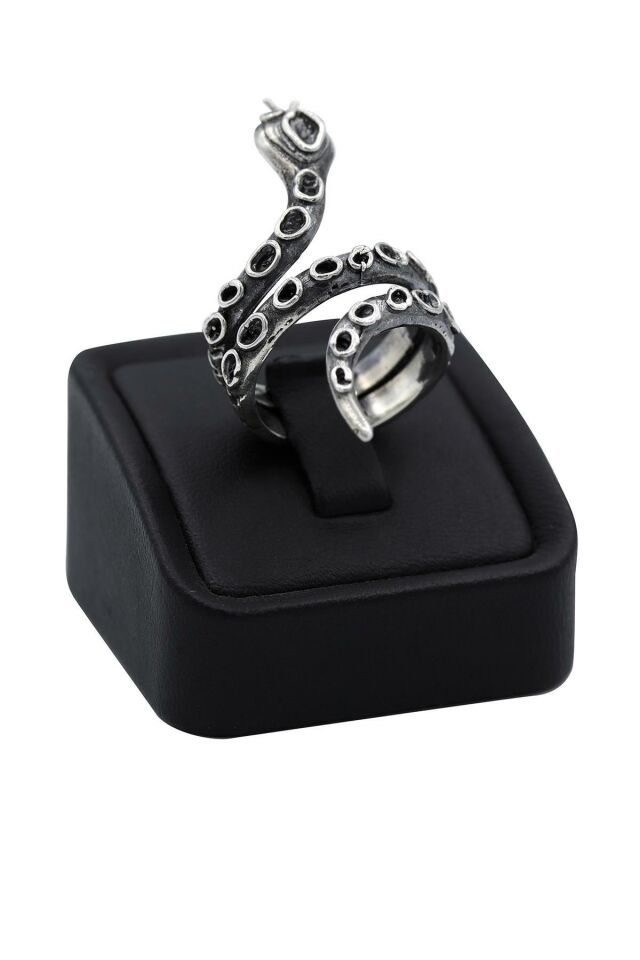 Yılan Modeli Otantik Gümüş Yüzük 082