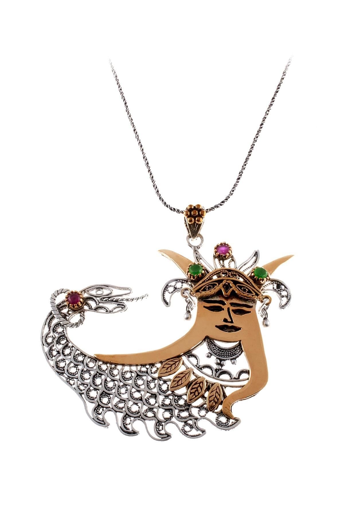 Telkari Büyük Boy Şahmeran Gümüş Kolye 039