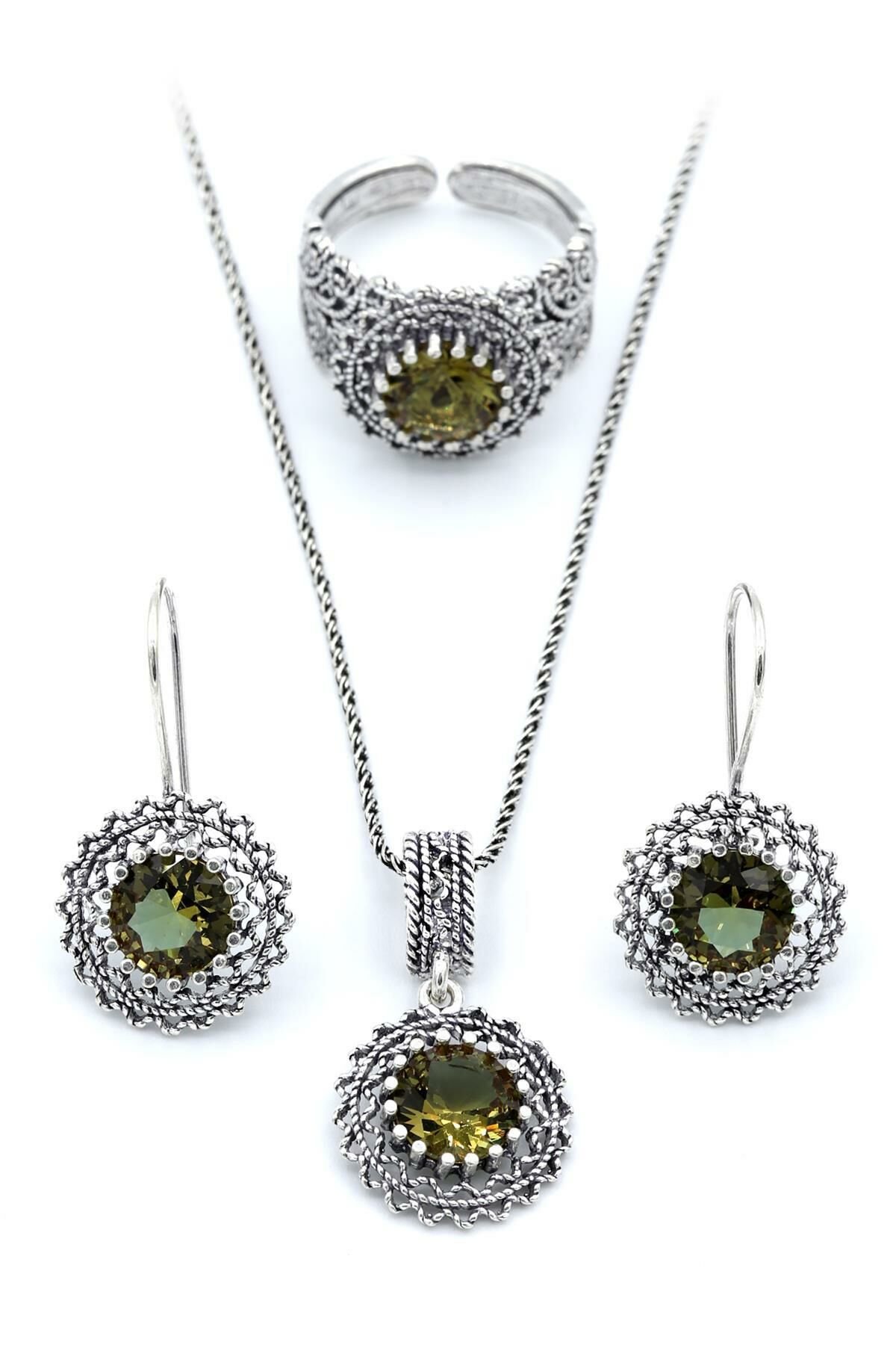 Zultanit Taşlı Telkari Gümüş Set 152