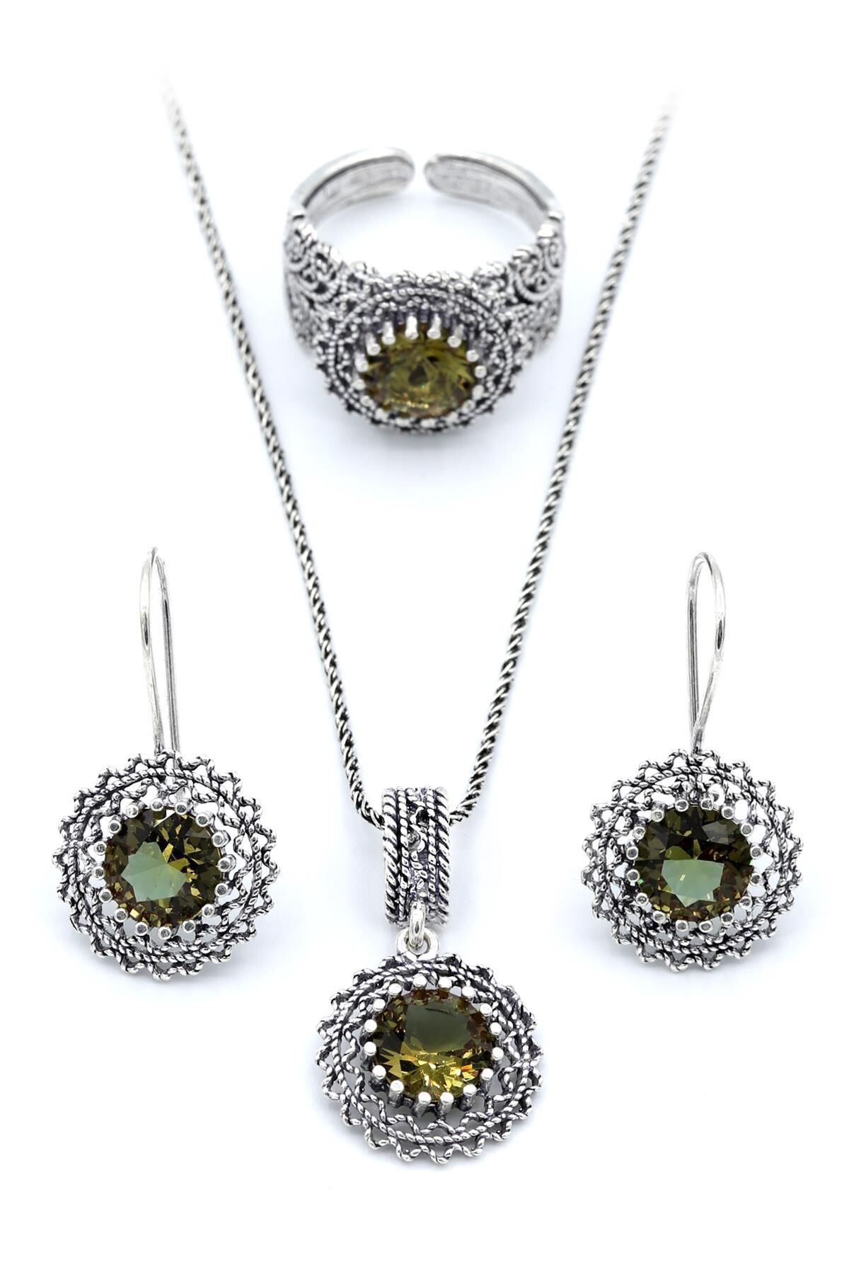 Zultanit Taşlı Telkari Gümüş Set 152