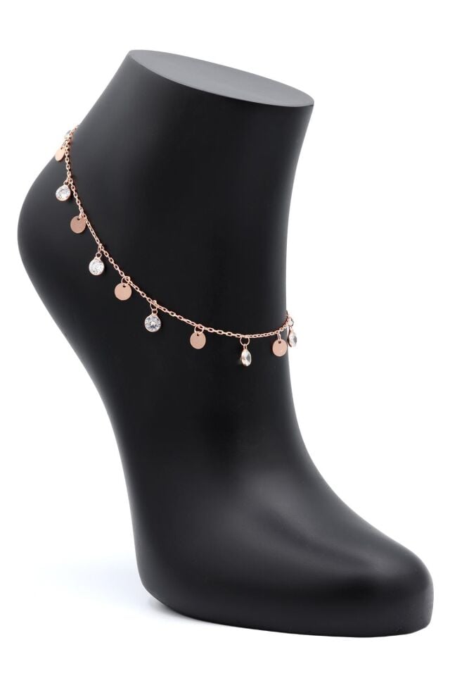 Pullu Model Zirkon Taşlı Roz Gümüş Halhal 133