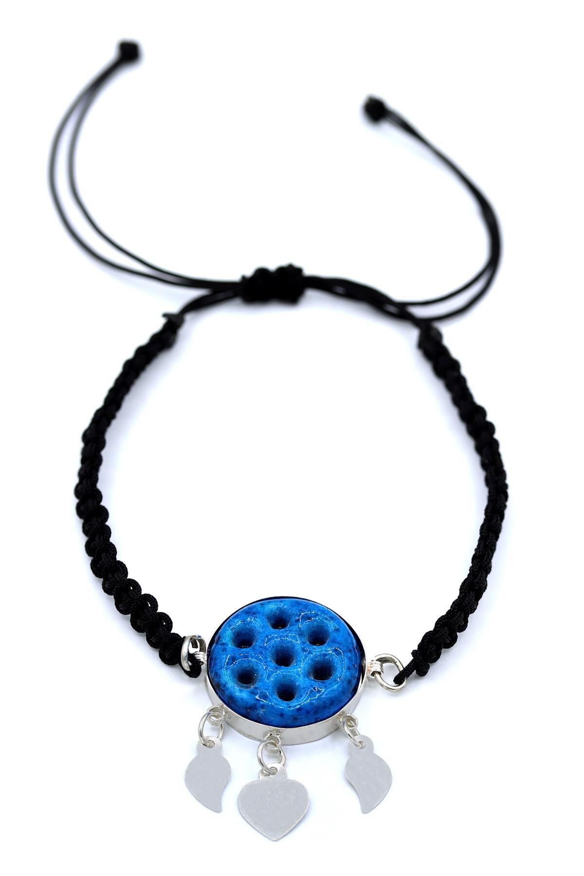 Siyah İpli 7 Gözlü Süryani Nazar Boncuğu Gümüş Bileklik 164