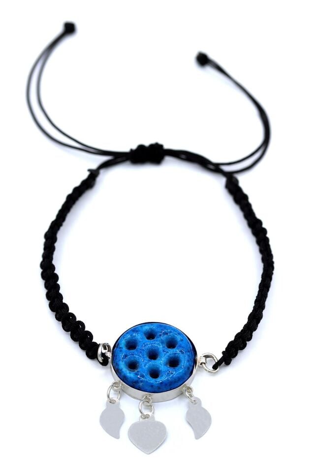 Siyah İpli 7 Gözlü Süryani Nazar Boncuğu Gümüş Bileklik 164