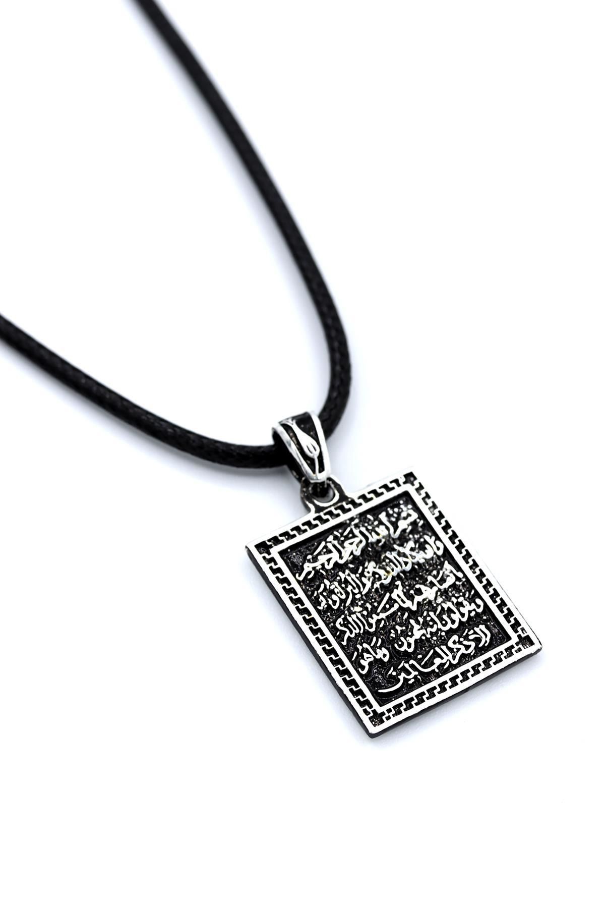Nazar Duası Yazılı Erkek Gümüş Kolye 001