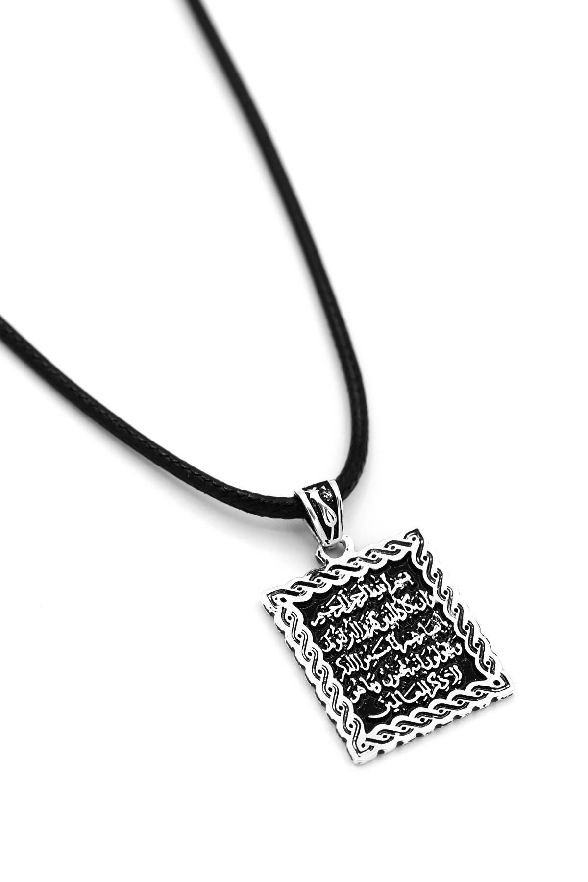 Nazar Duası Yazılı Erkek Gümüş Kolye 002