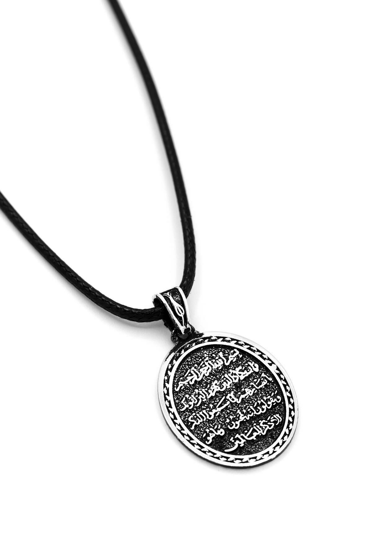 Nazar Duası Yazılı Erkek Gümüş Kolye 003