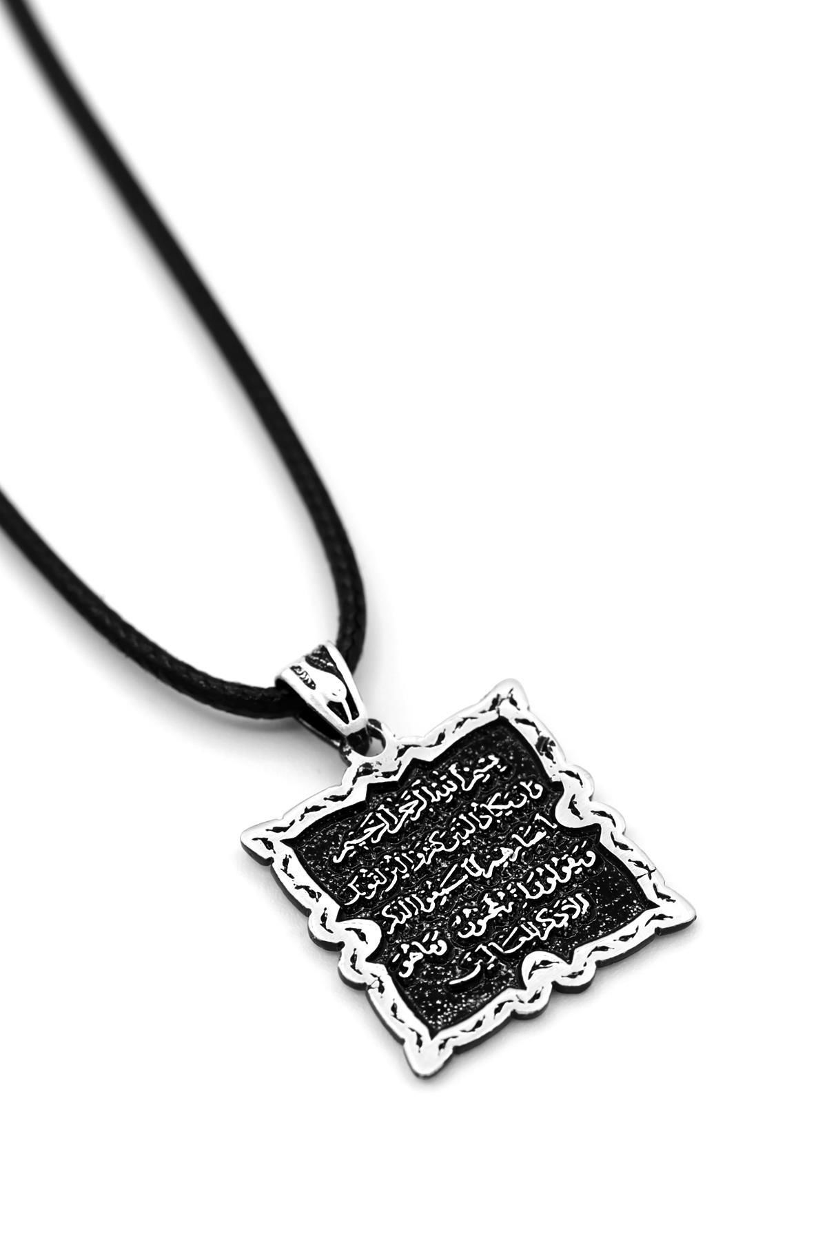 Nazar Duası Yazılı Erkek Gümüş Kolye 004