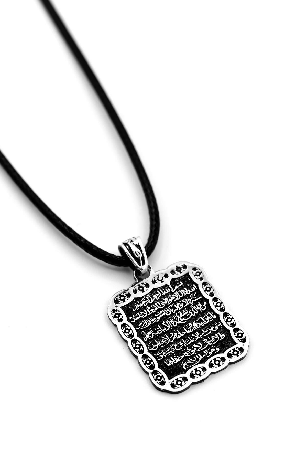 Ayetel Kürsi Yazılı Erkek Gümüş Kolye 006