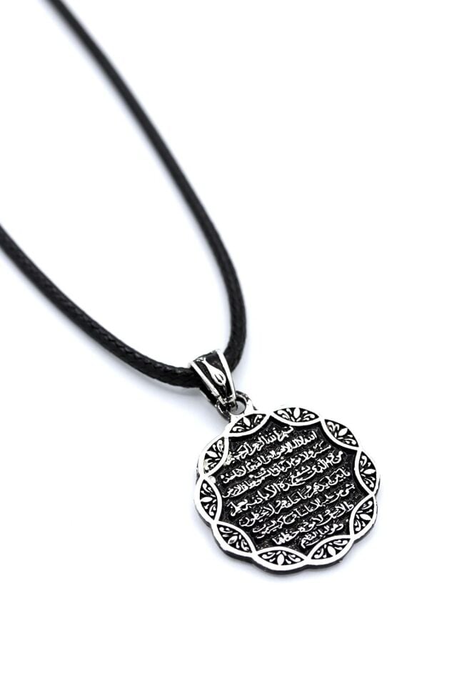Ayetel Kürsi Yazılı Erkek Gümüş Kolye 007
