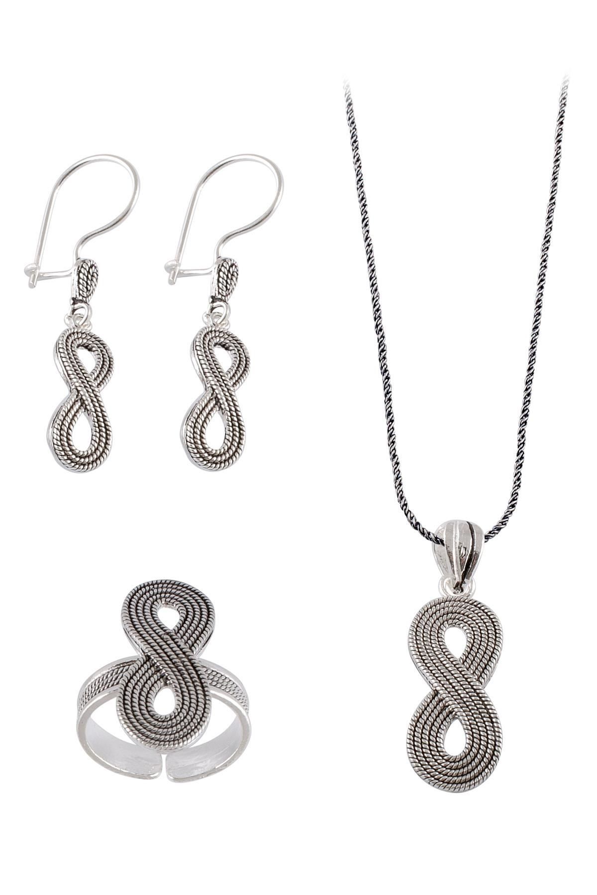 Sonsuzluk Modeli Telkari Gümüş Set 083
