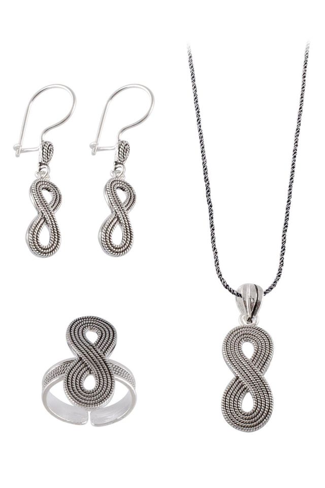 Sonsuzluk Modeli Telkari Gümüş Set 083