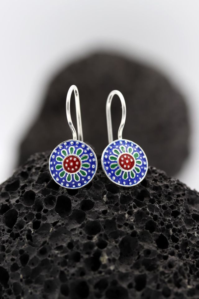 Mineli Mardin Hasırı Gümüş Küpe 056