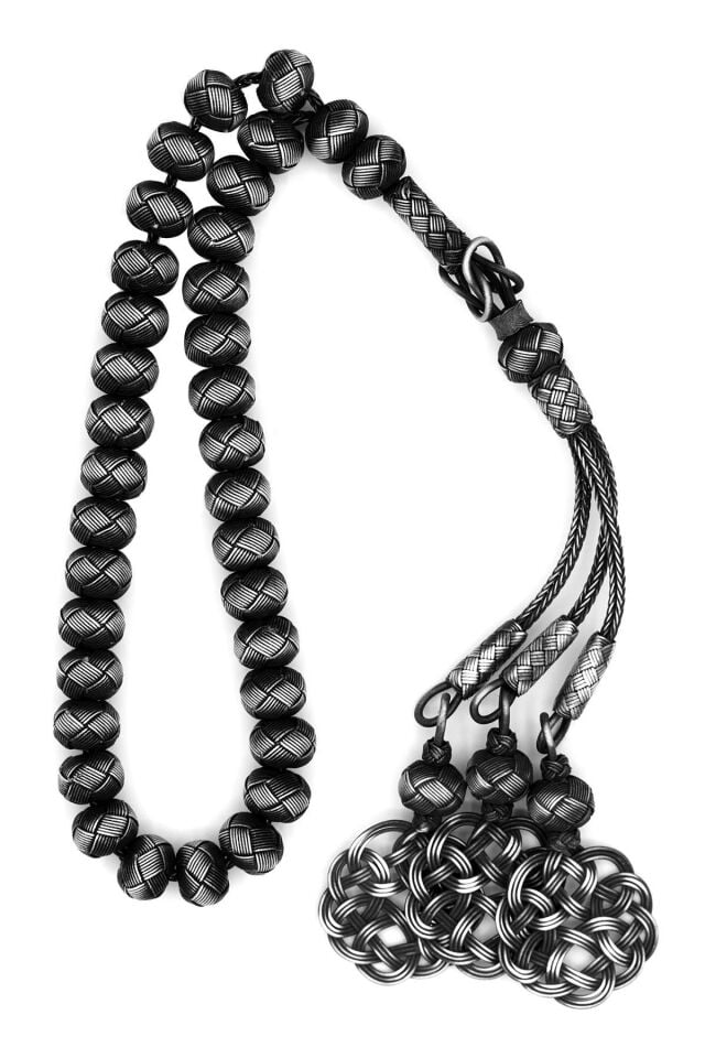 Aşk Düğümü Püsküllü 1000 Ayar Oksitli Kazaziye Gümüş Tesbih 059