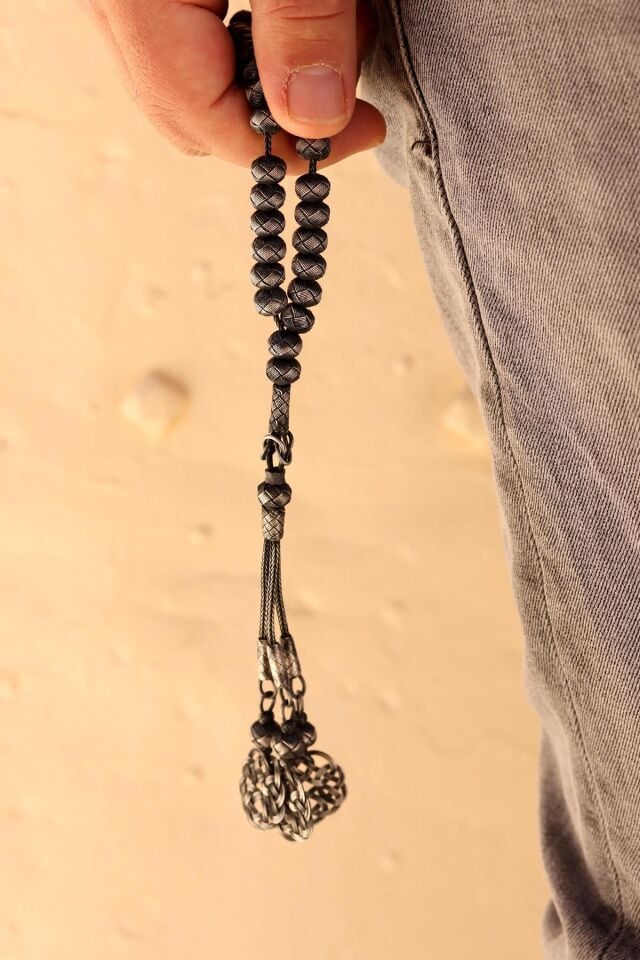 Aşk Düğümü Püsküllü 1000 Ayar Oksitli Kazaziye Gümüş Tesbih 059