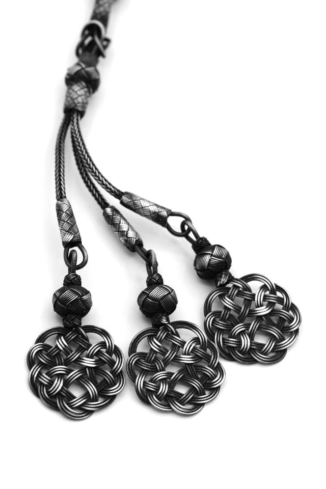 Aşk Düğümü Püsküllü 1000 Ayar Oksitli Kazaziye Gümüş Tesbih 059