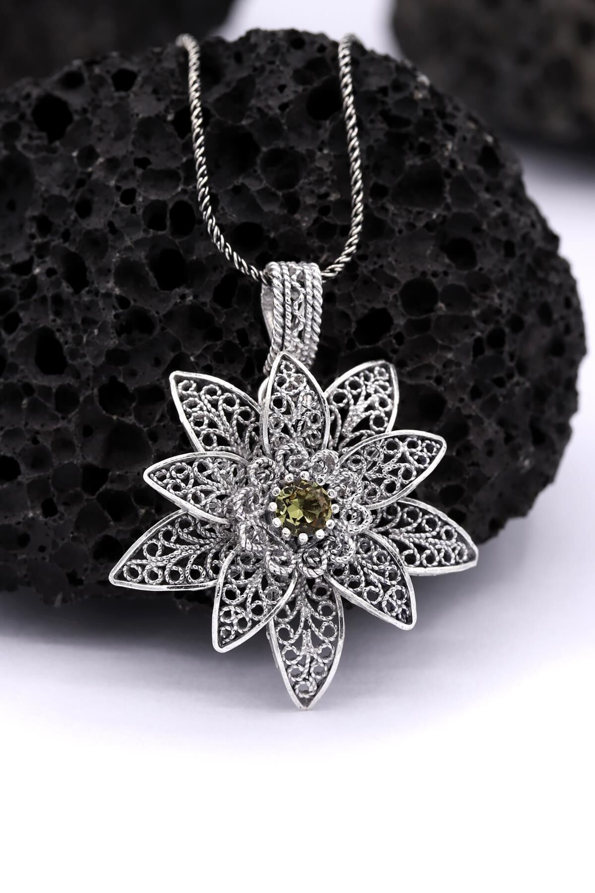 Zultanit Taşlı Telkari Gümüş Kolye 435