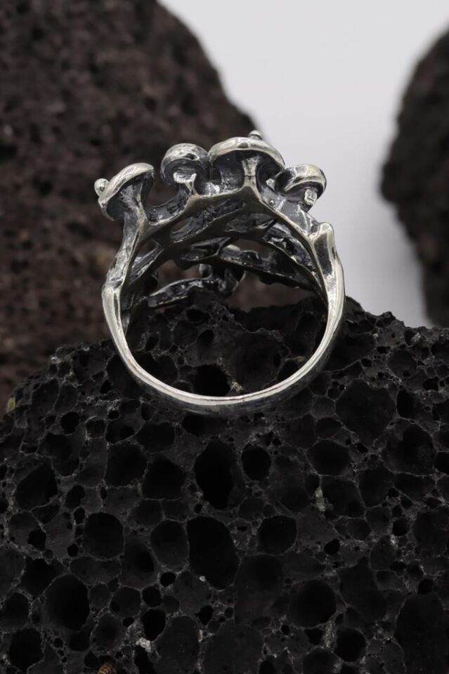 Ağaç Motifli Gümüş Yüzük 077