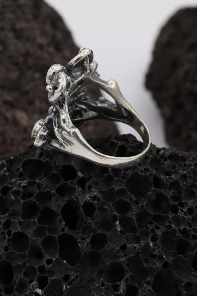 Ağaç Motifli Gümüş Yüzük 077