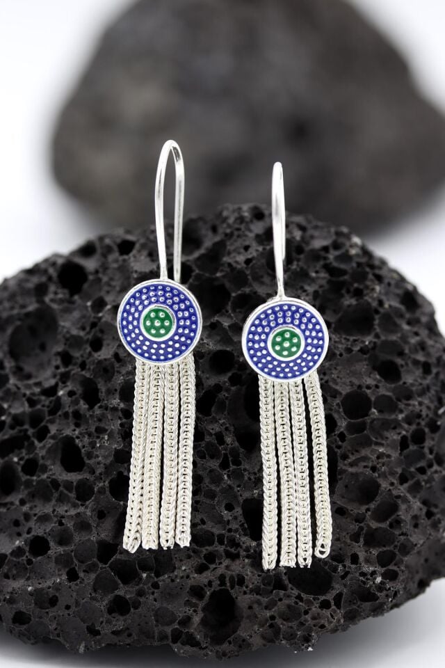 Mineli Mardin Hasırı Gümüş Küpe 072