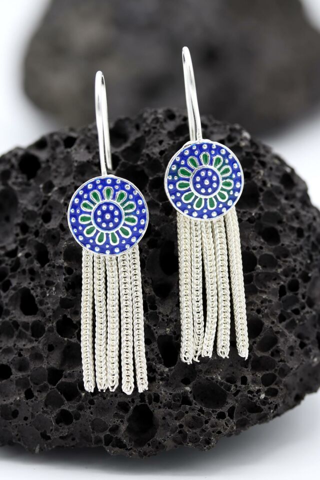Mineli Mardin Hasırı Gümüş Küpe 085