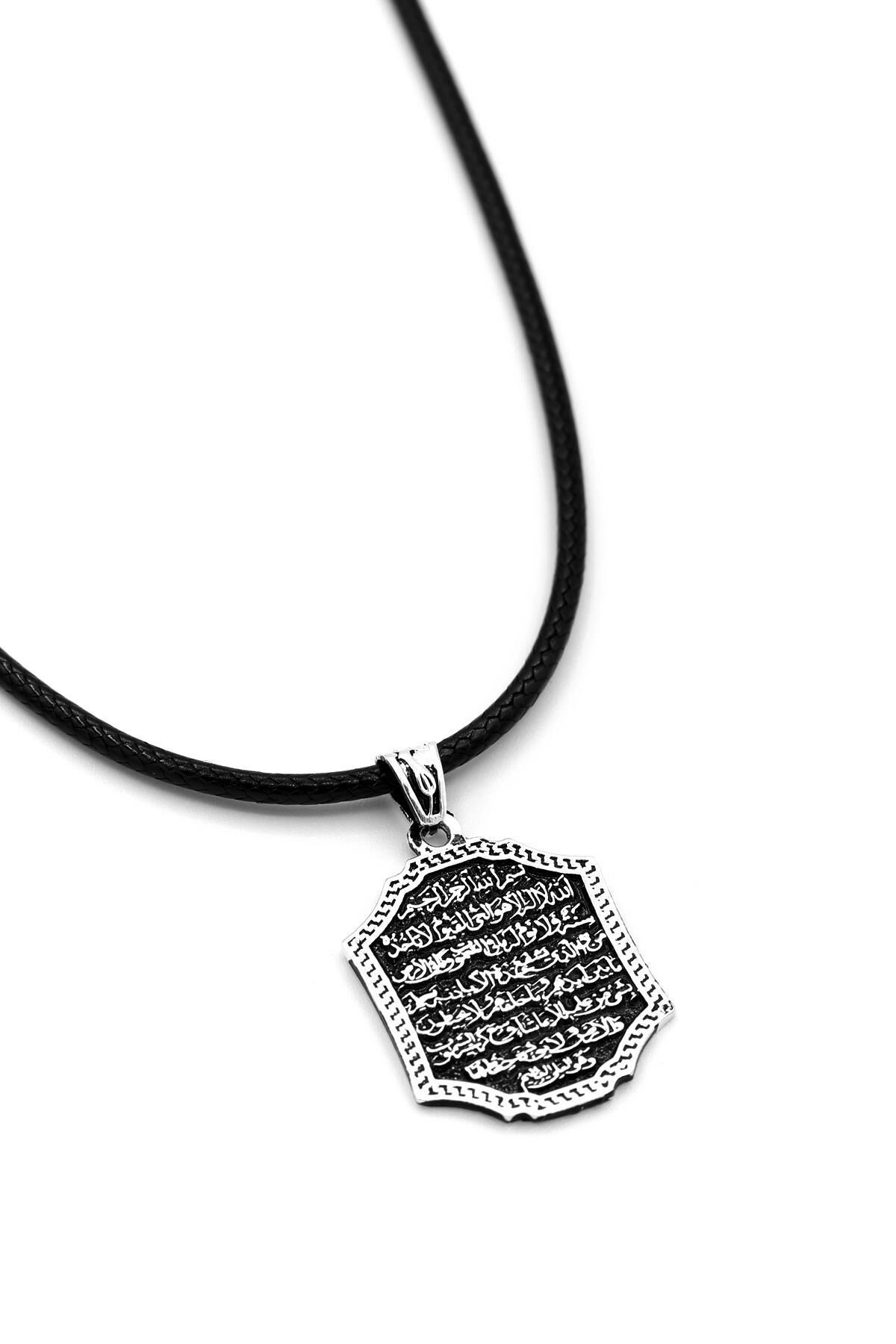 Ayetel Kürsi Yazılı Erkek Gümüş Kolye 037