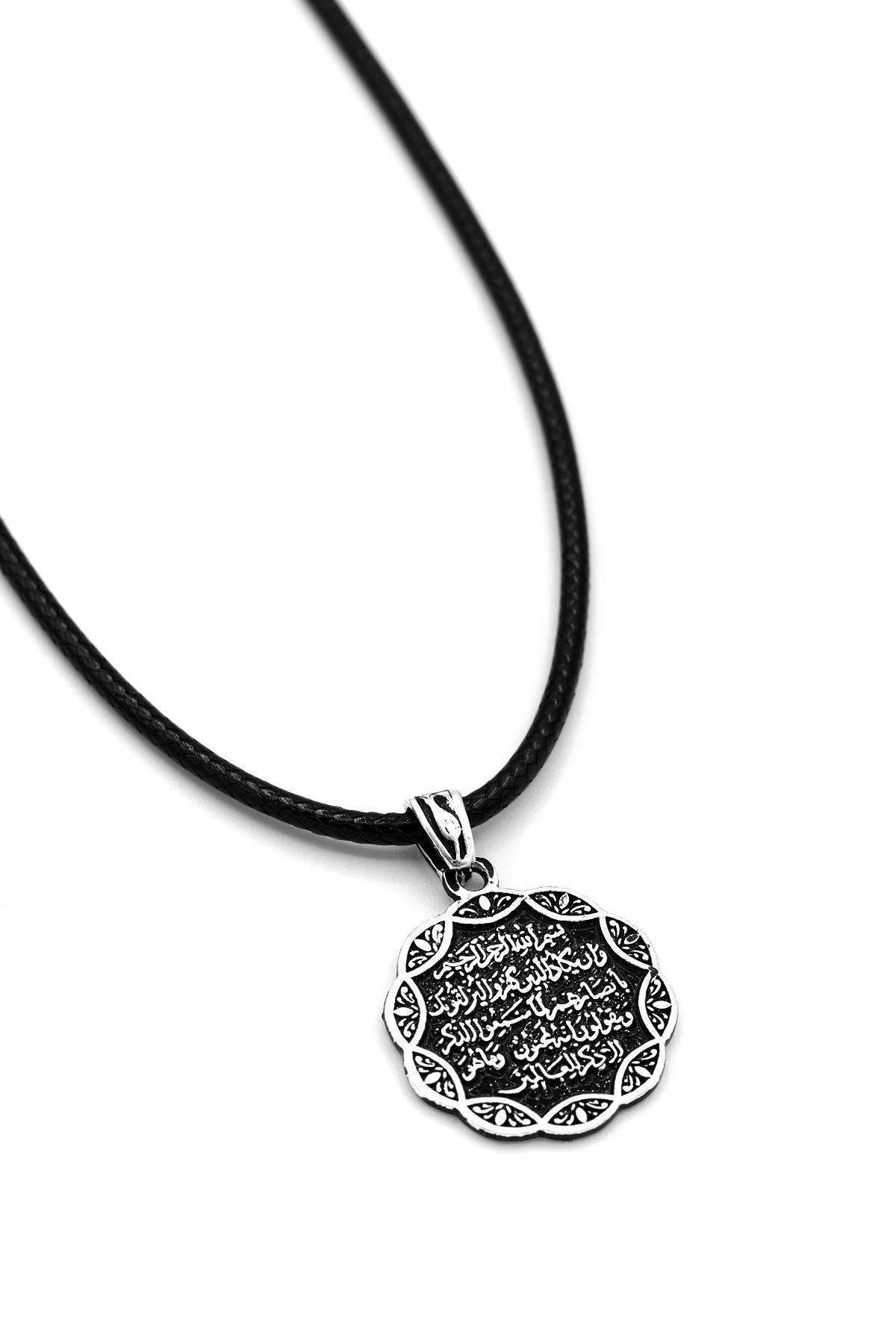 Nazar Duası Yazılı Erkek Gümüş Kolye 042