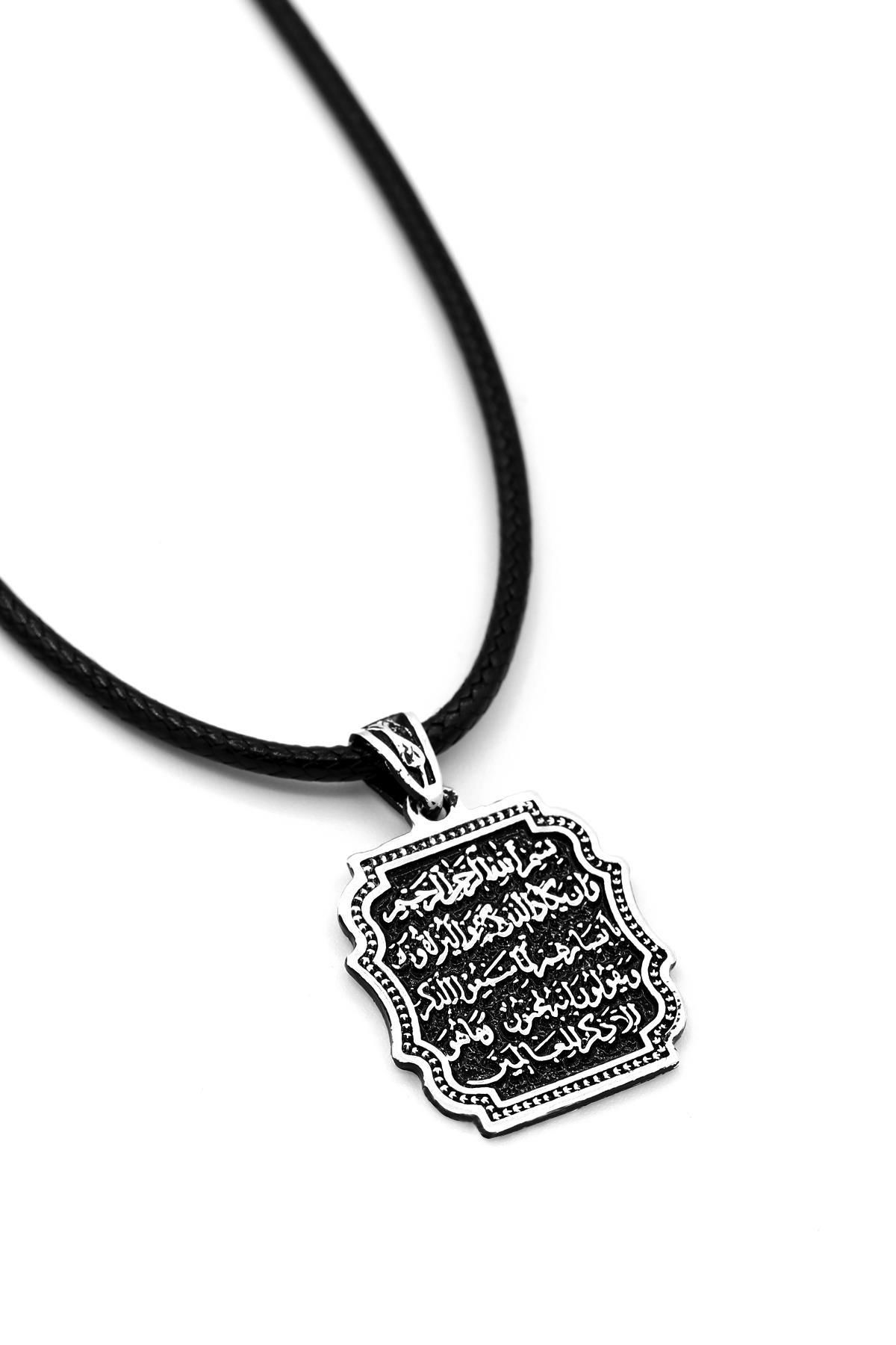 Nazar Duası Yazılı Erkek Gümüş Kolye 043