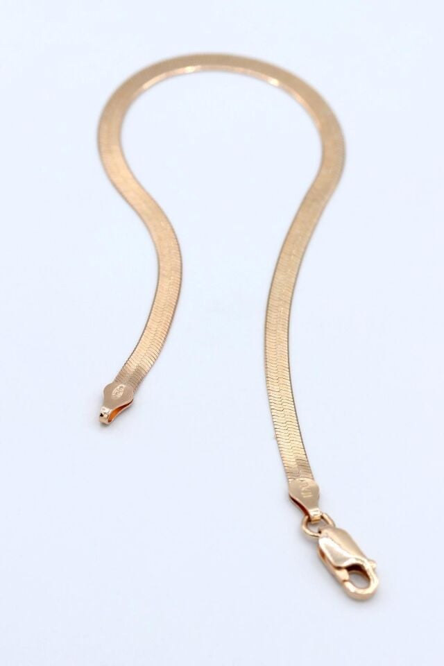 İtalyan Yassı Zincir Roz Gümüş Bileklik 168