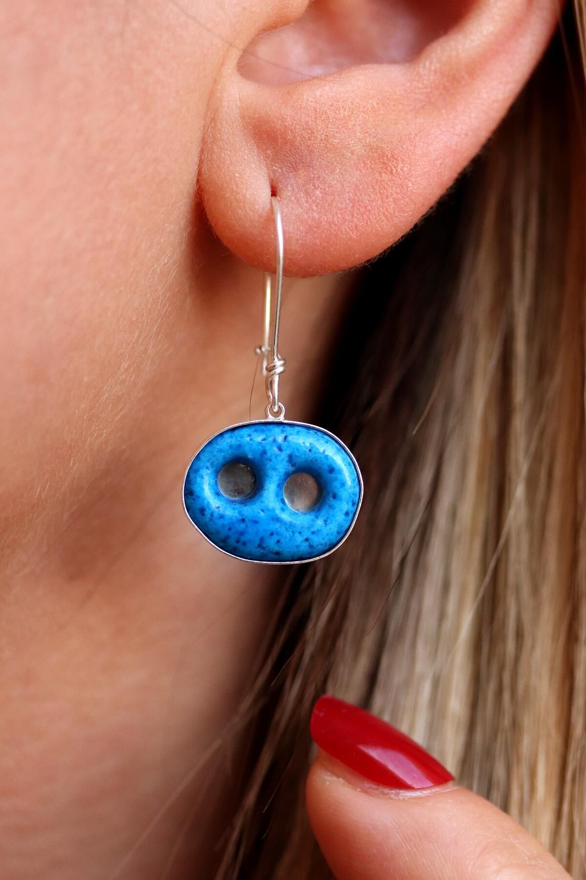 Pulsuz Süryani Nazar Boncuğu Gümüş Küpe 226