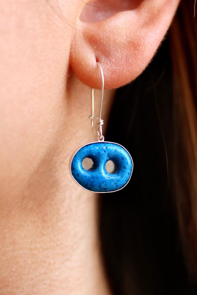 Pulsuz Süryani Nazar Boncuğu Gümüş Küpe 226