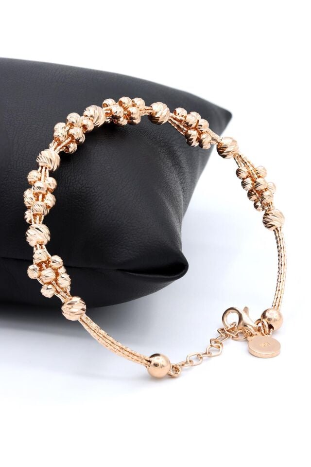 Dorika Modeli Kalem İşlemeli Roz Gümüş Bilezik 220