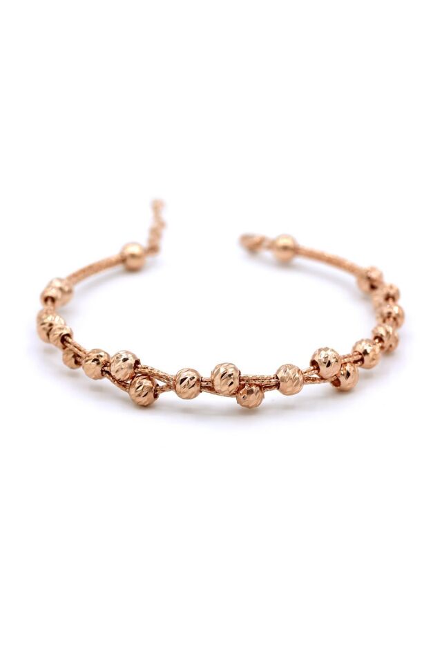 Dorika Modeli Kalem İşlemeli Roz Gümüş Bilezik 221