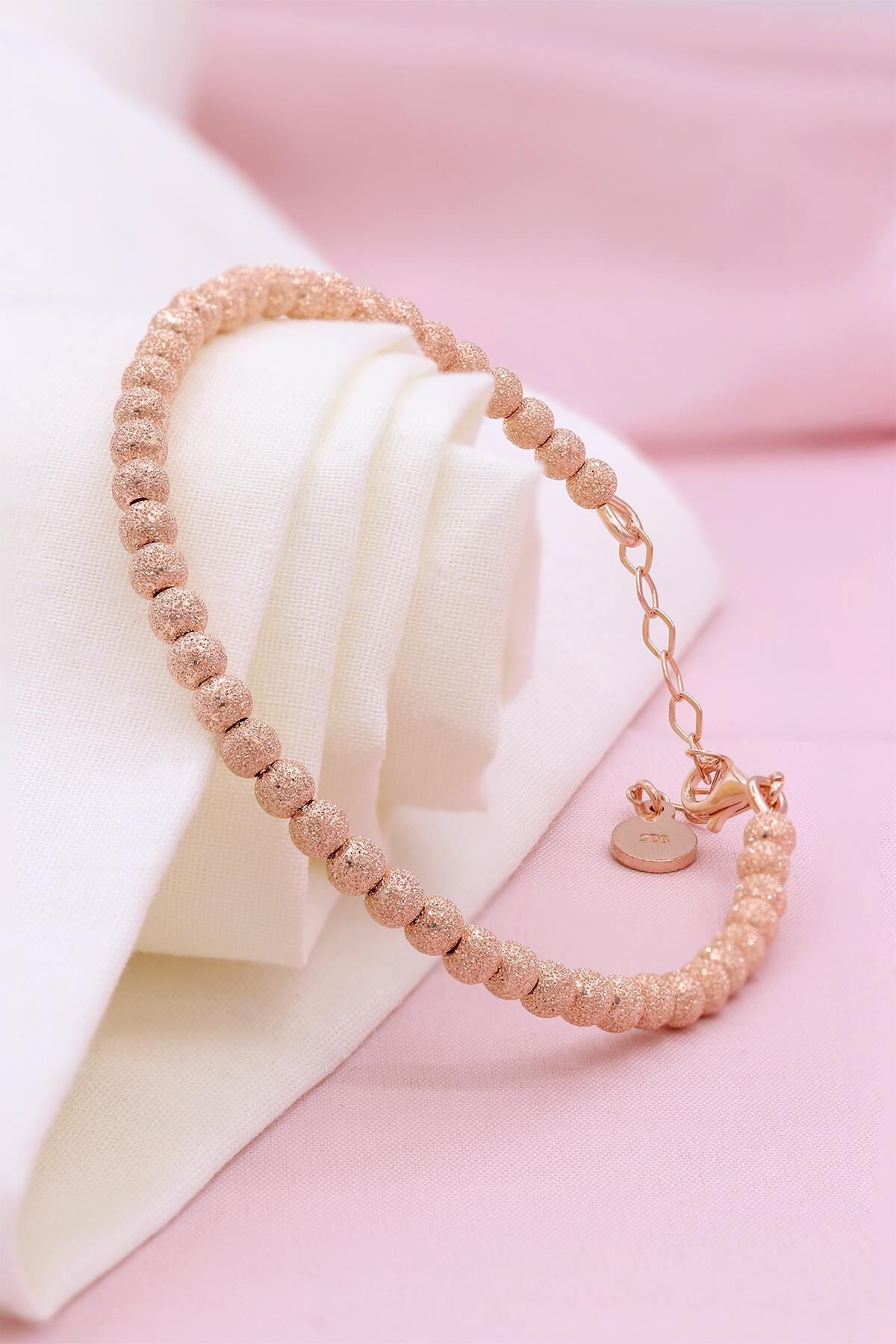 Dorika Modeli Roz Gümüş Bilezik 224