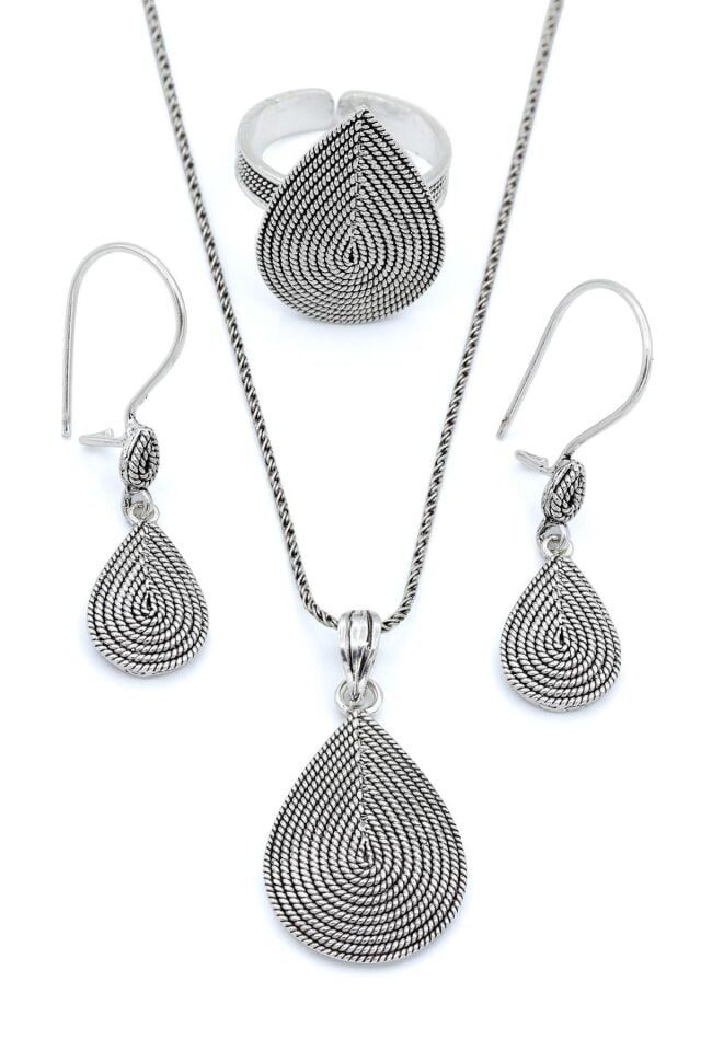 Damla Modeli Telkari Gümüş Set 140