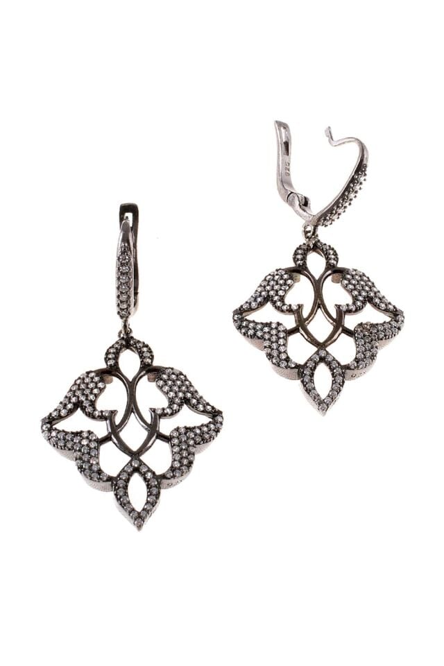 Beyaz Zirkon Taşlı Gümüş Küpe 012