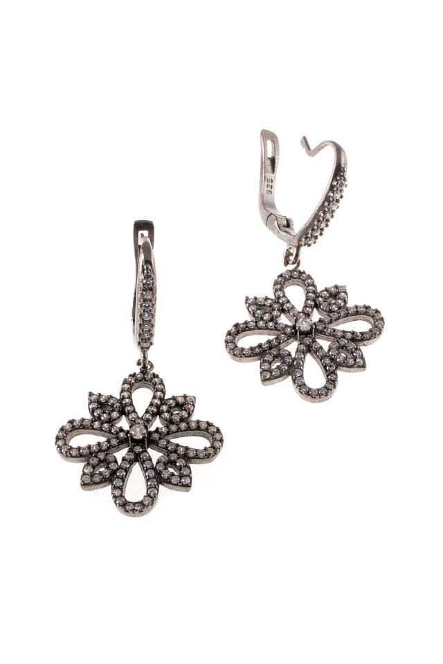 Beyaz Zirkon Taşlı Gümüş Küpe 013