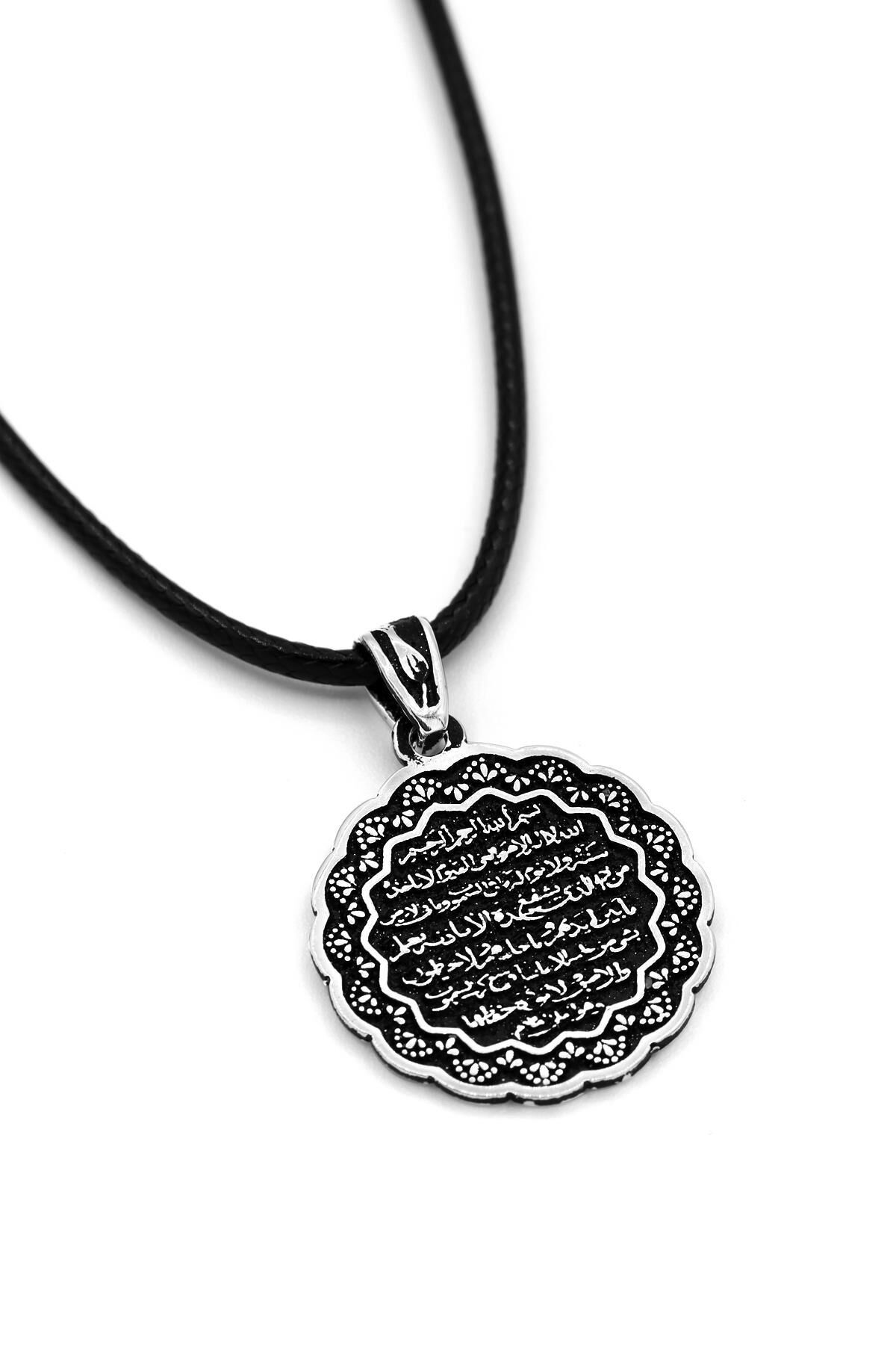 Ayetel Kürsi Yazılı Erkek Gümüş Kolye 055