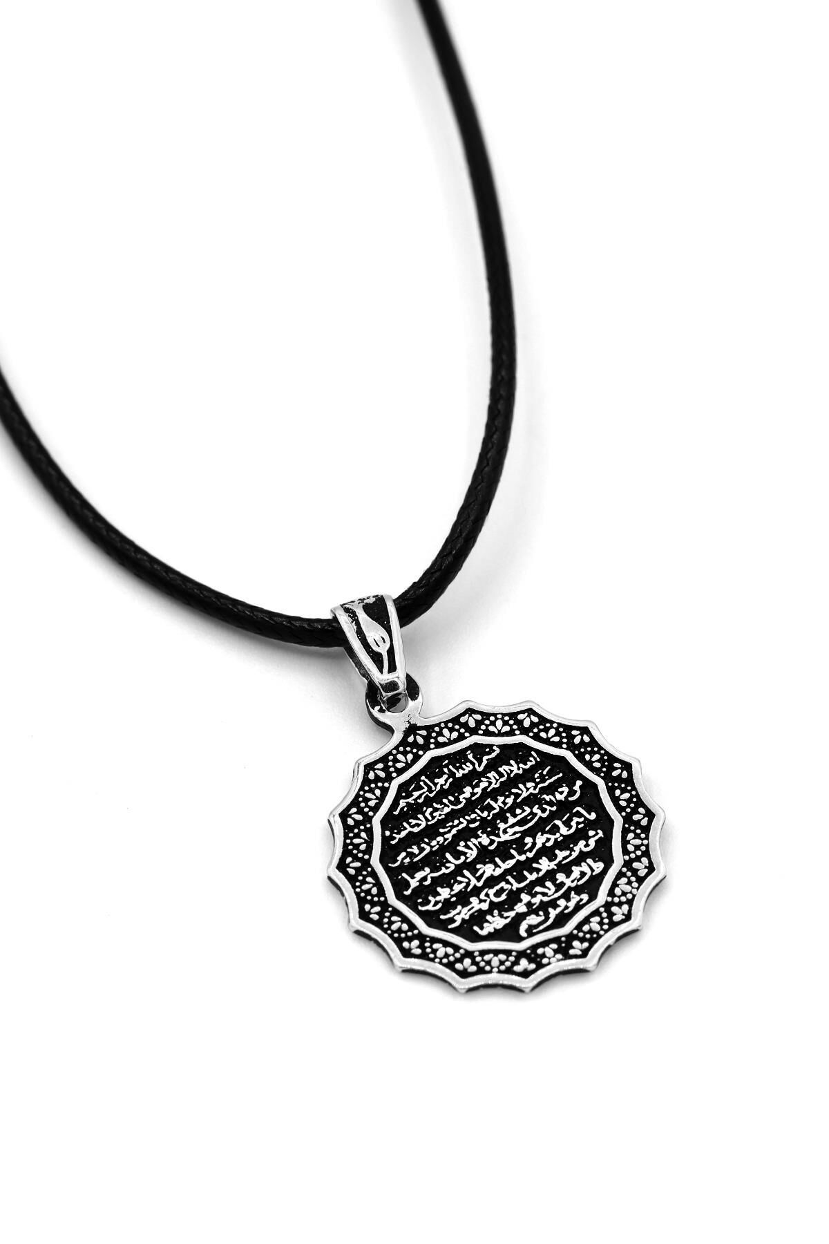 Ayetel Kürsi Yazılı Erkek Gümüş Kolye 056