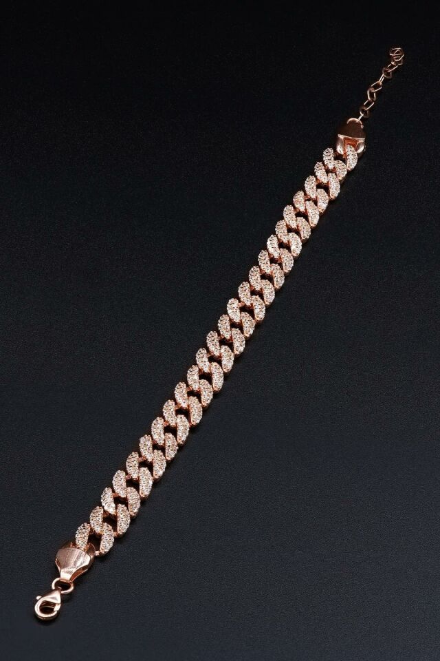 Gurmet Zirkon Taşlı Roz Gümüş Bileklik 198
