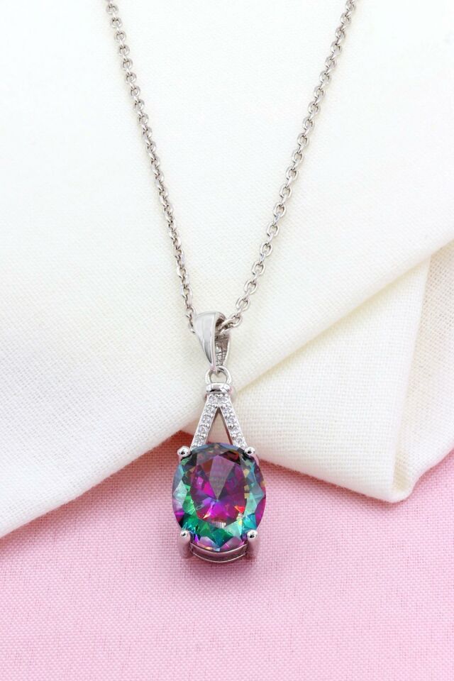 Mistik Topaz Taşlı Gümüş Kolye 320