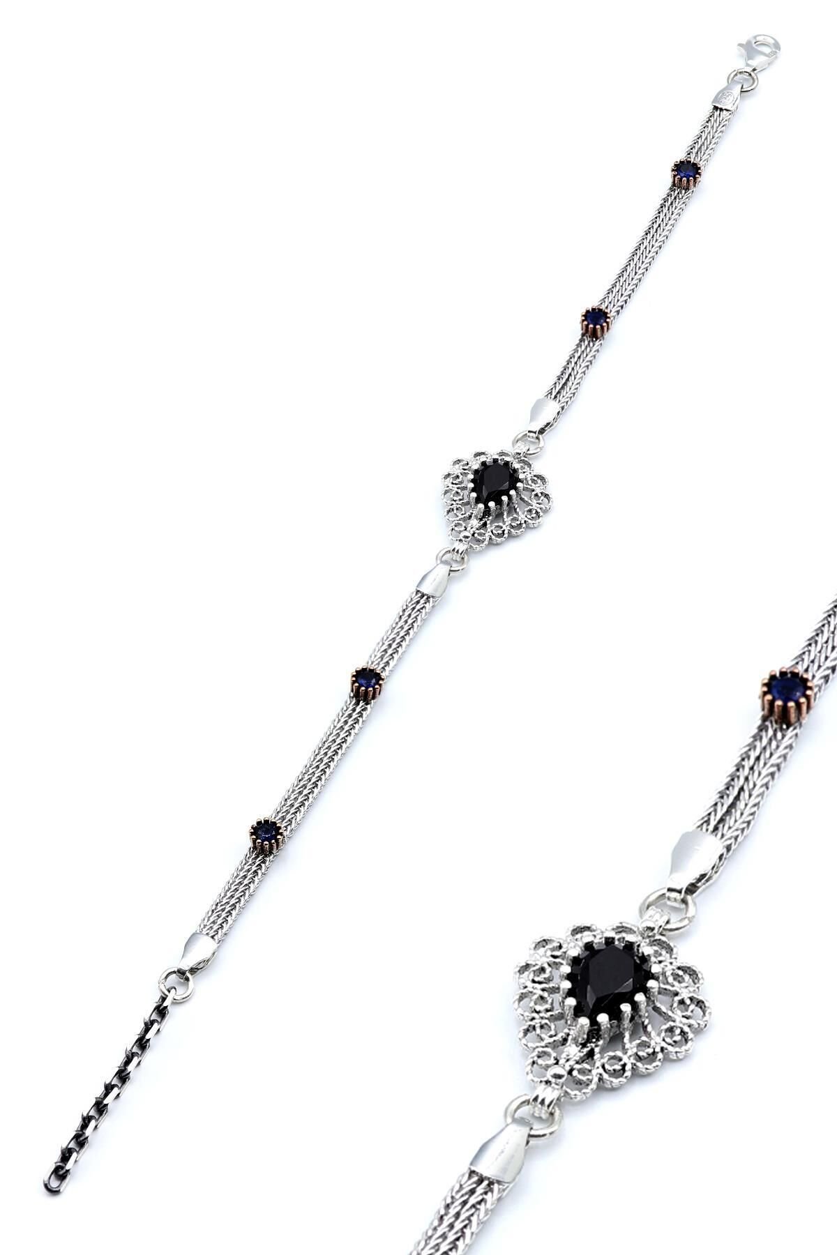 Damla Modeli Oniks Taşlı Telkari Gümüş Bileklik 176