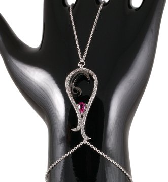 Vav Harfli Lale İşlemeli Gümüş Şahmeran