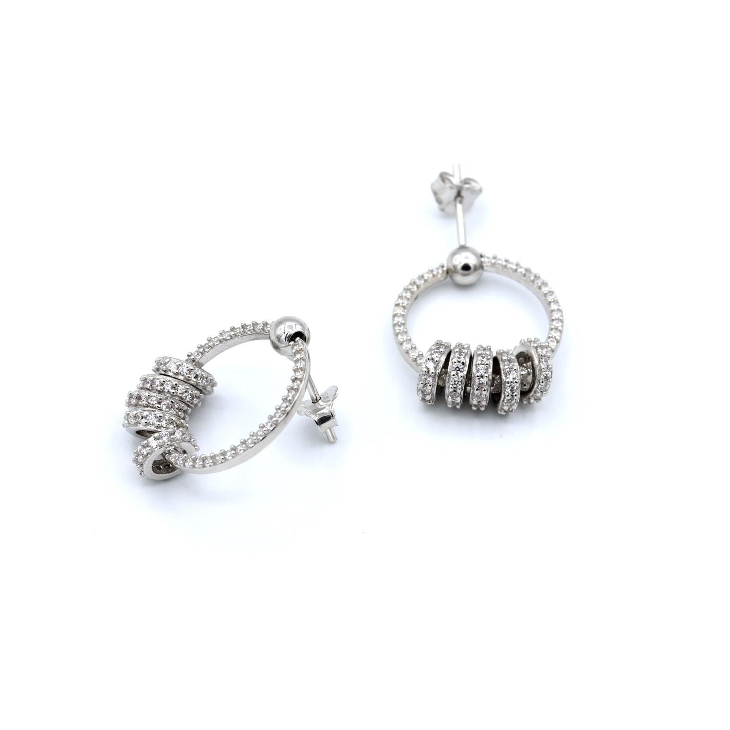 Beyaz Zirkon Taşlı Mini Halkalı Gümüş Küpe 130