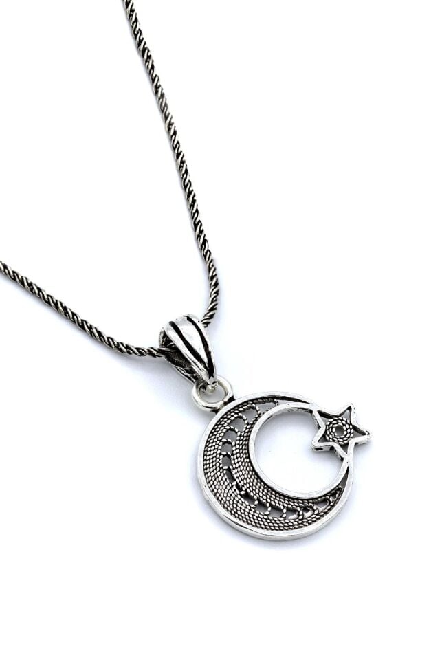 Ay Yıldız Telkari Gümüş Kolye 362